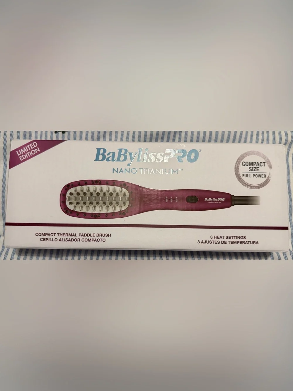 BaByliss Limited Edition Nano Titanium Compact Thermal Paddle Brush - Pink